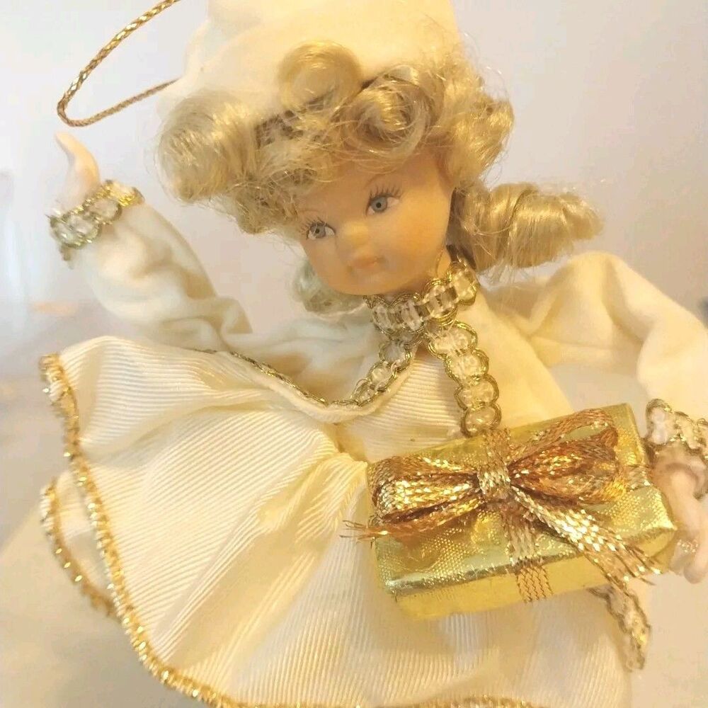 Kurt Adler Victorian Girl Porcelain Doll Christmas Ornament With Box